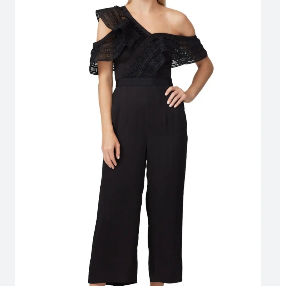 Self-Portrait Black One-Shoulder Jumpsuit
